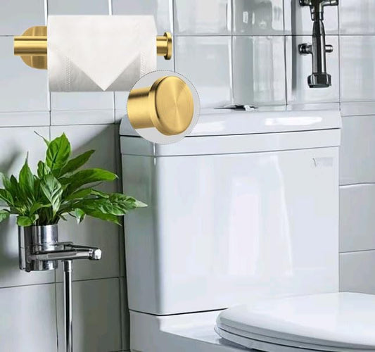 2-Pack Gold Toilet Paper Holder - Adhesive, No-Drill, Rustproof
