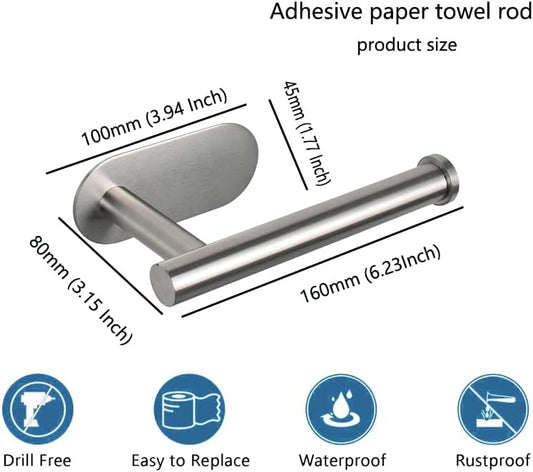 2-Pack Brushed Nickel Toilet Paper Holder - Adhesive, No-Drill, Rustproof