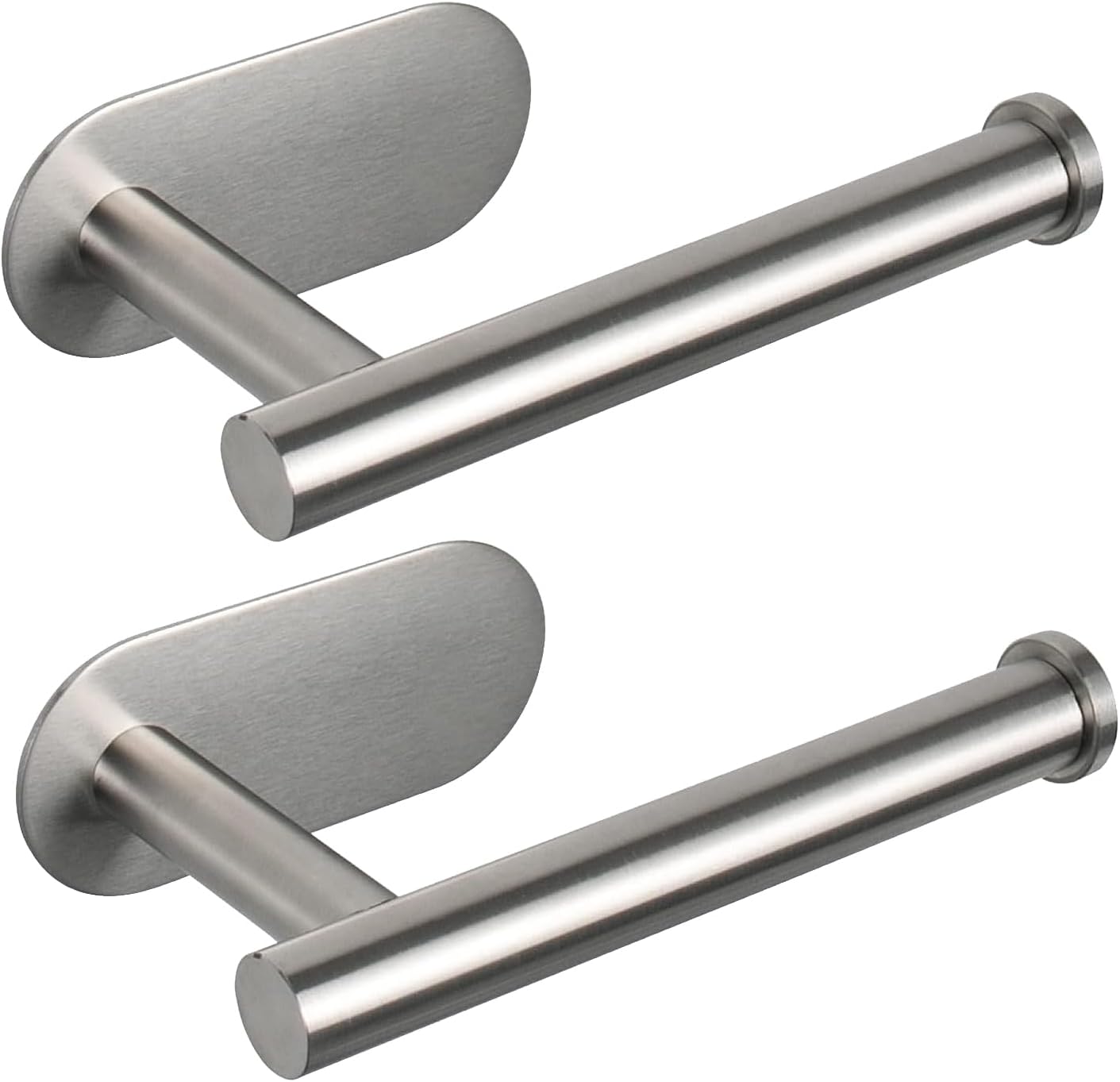 2-Pack Brushed Nickel Toilet Paper Holder - Adhesive, No-Drill, Rustproof