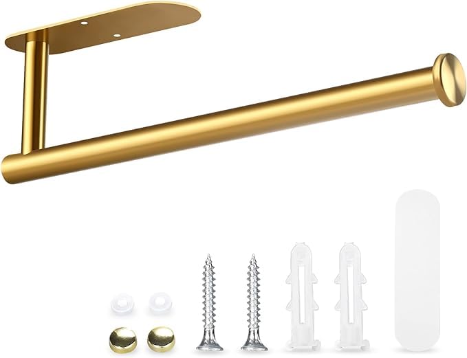 Gold Self-Adhesive Paper Towel Holder - Under Cabinet/Wall Mount