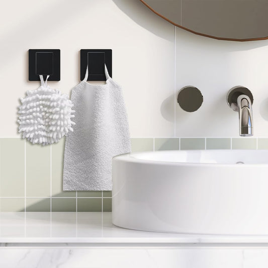 Heavy Duty Stainless Steel Wall Hooks (2-Pack, Matte Black) - Towel/Coat Holders