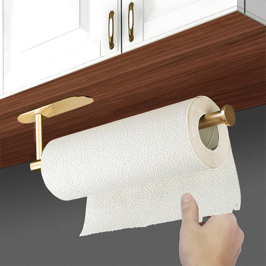 Gold Self-Adhesive Paper Towel Holder - Under Cabinet/Wall Mount