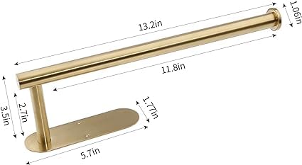 Gold Self-Adhesive Paper Towel Holder - Under Cabinet/Wall Mount