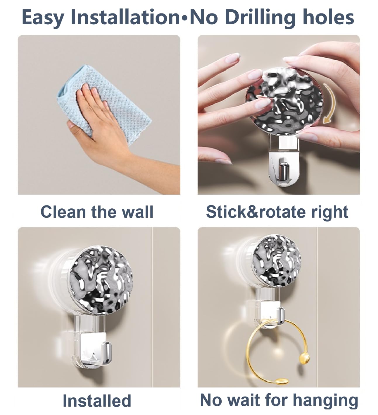 2-Pack Vacuum Suction Cup Hooks - No-Drill, Removable, Reusable