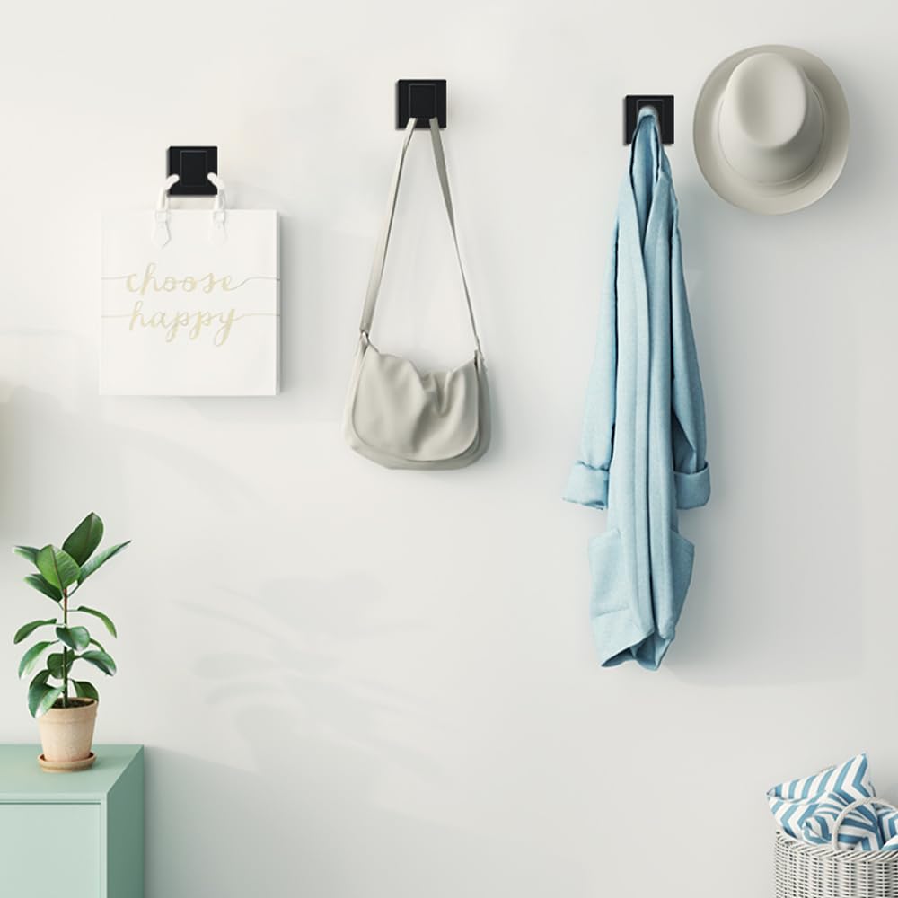 Heavy Duty Stainless Steel Wall Hooks (2-Pack, Matte Black) - Towel/Coat Holders