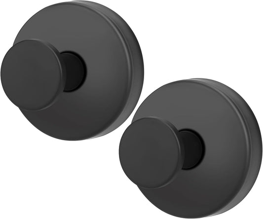 Black Suction Cup Hooks (2-Pack) - 15lbs Capacity, Multi-Surface Use