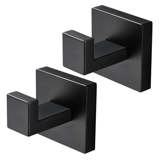 Heavy Duty Stainless Steel Wall Hooks (2-Pack, Matte Black) - Towel/Coat Holders